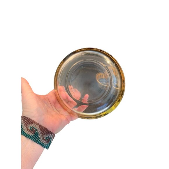 Vintage Set of 2 Signed Culver Antigua Glass Dip Bowls 5” Crackled Gold - Picture 9 of 11